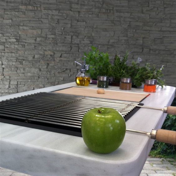 Barbacoa Stove en Blanco Macael.