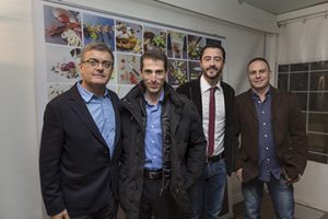 De izquierda a derecha:  José Luís Esteve (Vicepresidente de TheSize Surfaces), Ángel Lillo (Director Escuela de Hostelería IES Cap de l'Aljub), Daniel Sánchez (Gerente de TheSize Surfaces) y Fran Gallardo (Product Manager Granith by TheSize)