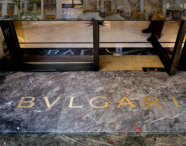 Peter Marino utiliza varios mármoles en la recién inaugurada tienda de  Bulgari en Madrid