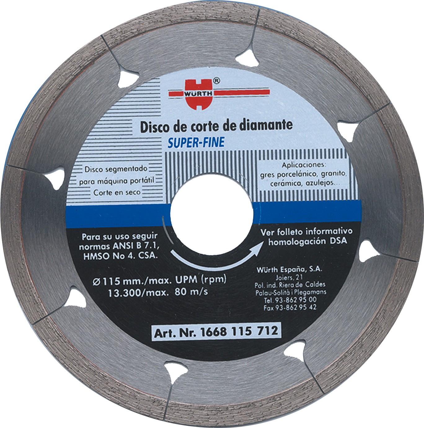 Discos de diamante Super-Fine de 115 mm de Würth