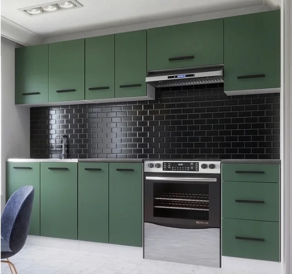 cocina-completa-fabricada-en-tablero-de-melamina-compuesta-por-siete-muebles-de-color-verde-mate-mango-tarraco-habitum