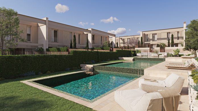 Piscina comunitaria de la promoción Taray de AEDAS Homes en Godella, Valencia-foto nota prensa