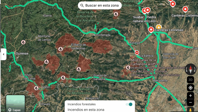 incendios activos catsilla y leon