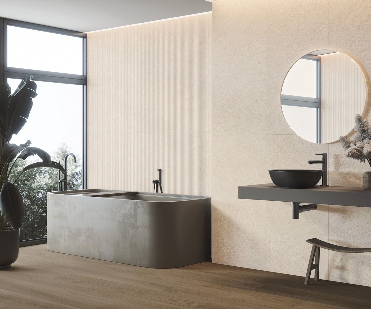 baño-PIEMONTE-SAND-WALL-DEC-SP-60X120_PIEMONTE-SAND-WALL-SP-60X120_BLOOM-KALUA-SP-24X151_museum- surface