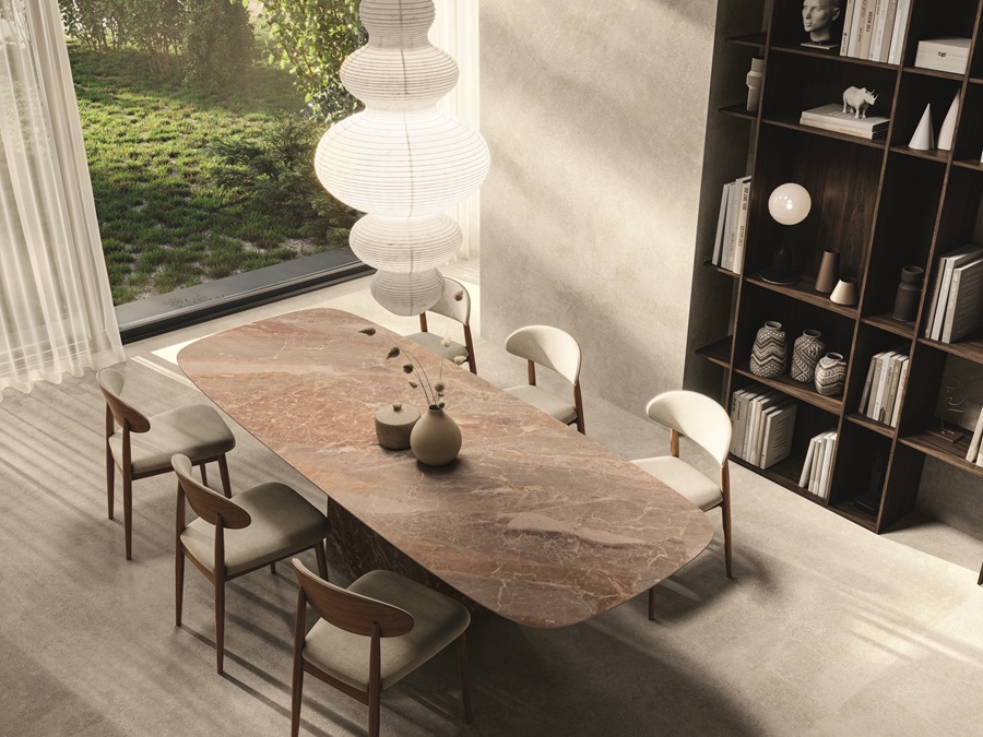 MOBILIARIO 3_MESA BRECCIA ONICIATA + PAV y REV BELLISSIMA BEIGE _COMEDOR CENITAL