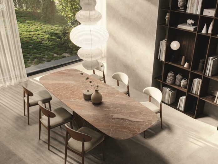 MOBILIARIO 3_MESA BRECCIA ONICIATA + PAV y REV BELLISSIMA BEIGE _COMEDOR CENITAL