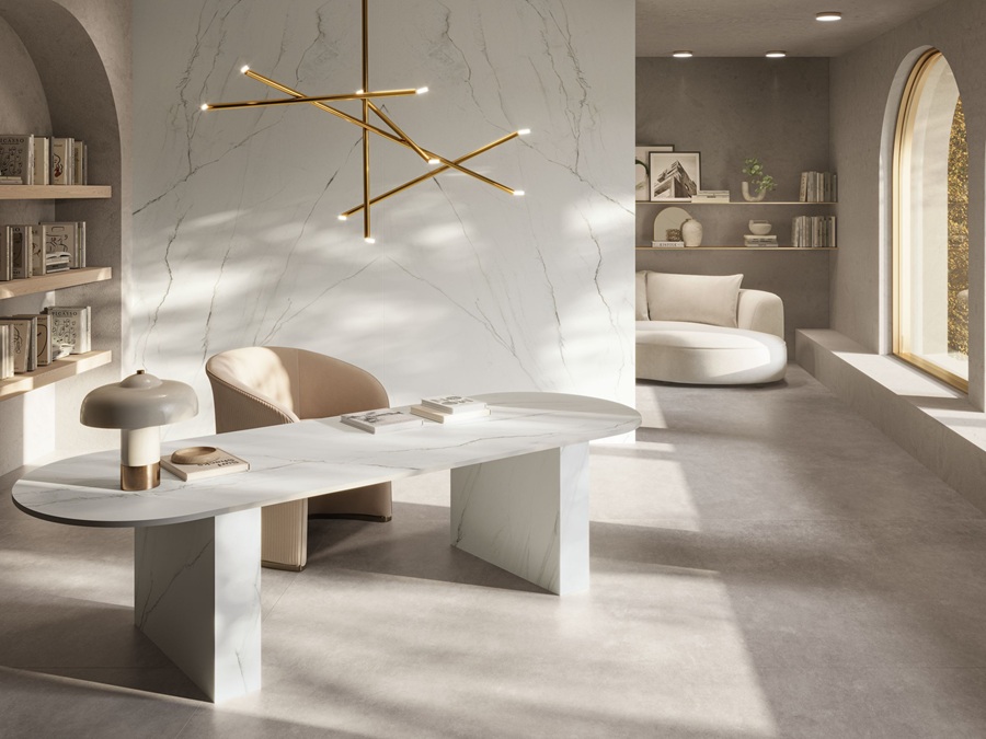 MOBILIARIO 9_MESA MONTBLANC SILK 12mm + REV MONTBLANC BOOKMATCH SILK + PAV STUDIO GREY_OFICINA